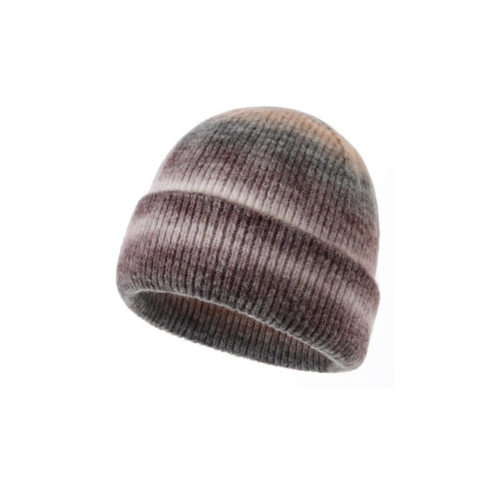 Gradient Color Knitted Beanie Hat Windproof Pullover Hat Trendy Warm Winter Cap Autumn Winter