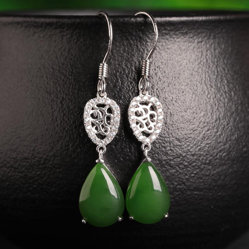 Tancise 925 Sterling Silber Jade Zirkon Ohrringe Tropfen Ohrringe für Frauen Hochzeit Party Geschenke