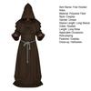 Mönch Mittelalterliche Kapuzenrobe Mönch Renaissance Priester Kostüm Halloween Zauberer Hexer Cosplay Umhang für Erwachsene