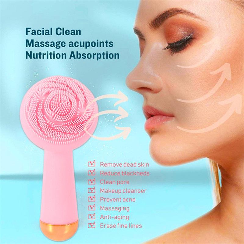 Rechargeable Cross-Border Electric Facial Cleansing & Massage Brush with Rotating Silicone for Deep Pore Cleaning