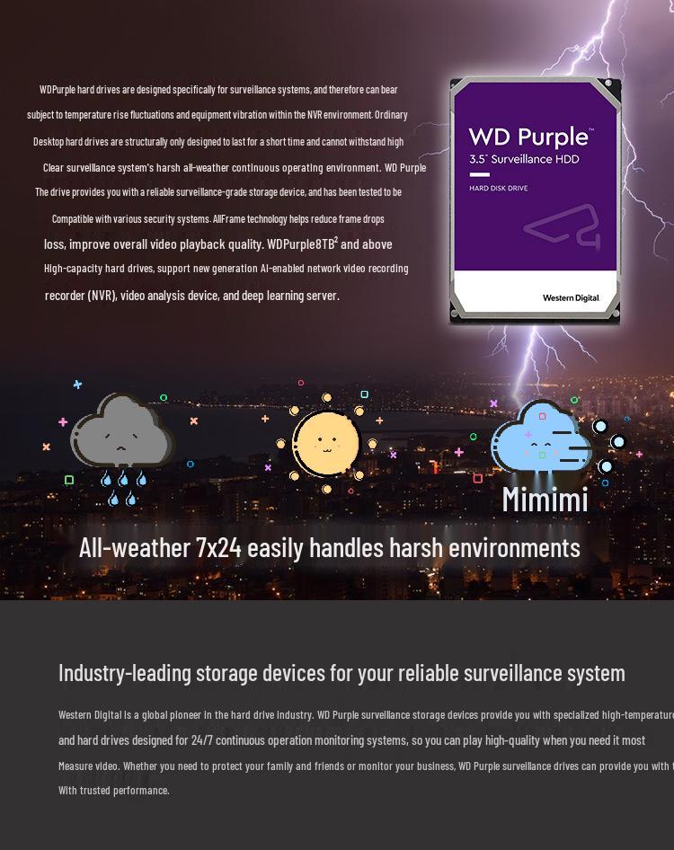 WD Purple 3.5" Monitoring HDD - 1TB, 2TB, 4TB, 6TB, 8TB Options Available