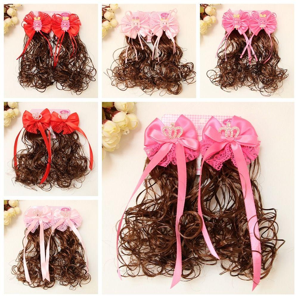2Pcs Wavy Kids Hairpin Wig Cute Wig Braid Hairpin Hair Accessories Children Hair Clip  Girls