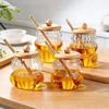 High Borosilicate Glass Jar Shatterproof Temperature Resistant Honeys Container Wood Stirring Stick and Lid for Kitchen