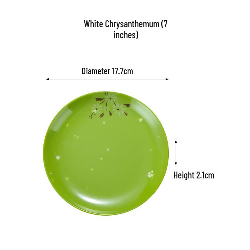 Thickened Melamine Dinner Plates, 7-inch White Chrysanthemum (10-Pack)