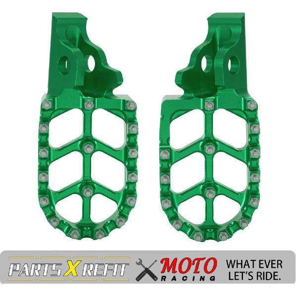 JFG RACING Motorcycle FootPegs Foot Pegs Pedals Rests CNC for KLR 650 KLR650 1987-2018 2021-2024 Green
