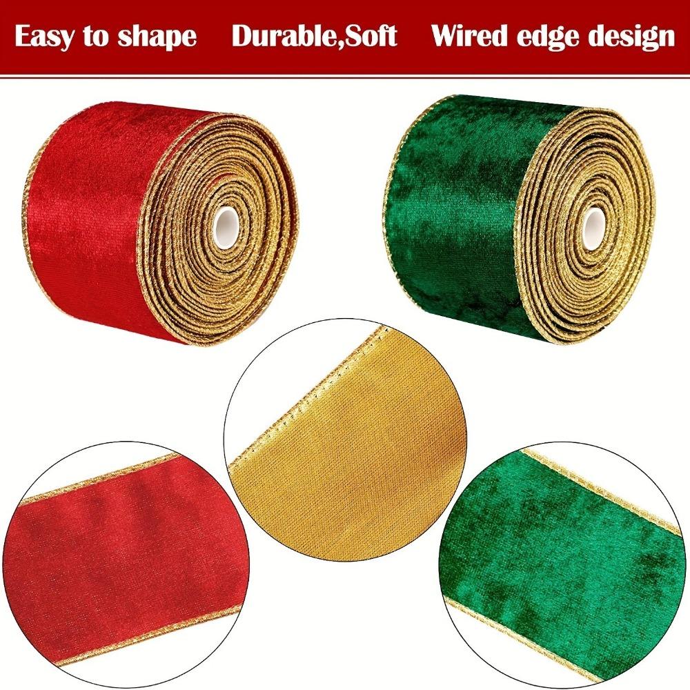 5 Yards Gold Trim Wired Ribbon Lightweight Fabric Swirl Ribbon New Christmas Gift Bow Ribbon