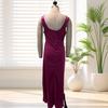 Women's Satin Ruched High Slit Bodycon Maxi Dress Sexy Sleeveless Cocktail Party Wedding Guest