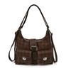 Retro large-capacity shoulder bag women's 2025 new plaid tote bag multi-functional backpack leisure bag