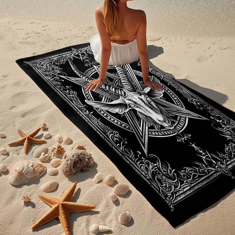 Totenkopf Gotischer Ziegenkopf Strandtuch, Super Weiche Mikrofaser, Geschenk für Sie/Ihn, Geburtstag, für Pool, Strand, Reisen, Heimdekoration Fan Geschenke