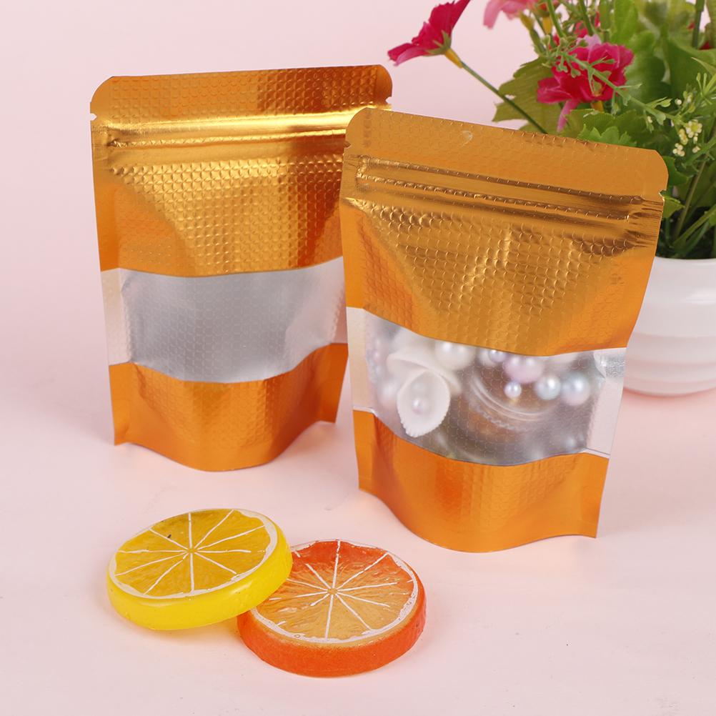 Buy 100 Piece Matte Transparent Aluminum Foil Gold Zipper Bag Package