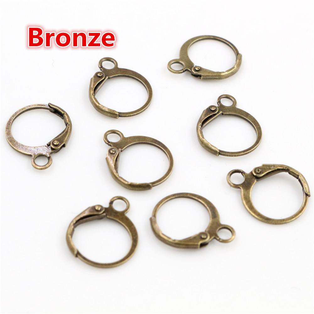 14x12mm 30pcs High Quality Silver Color Rose Gold Color Bronze Rhodium French Earring Hooks Wire Settings Base Whole Sale