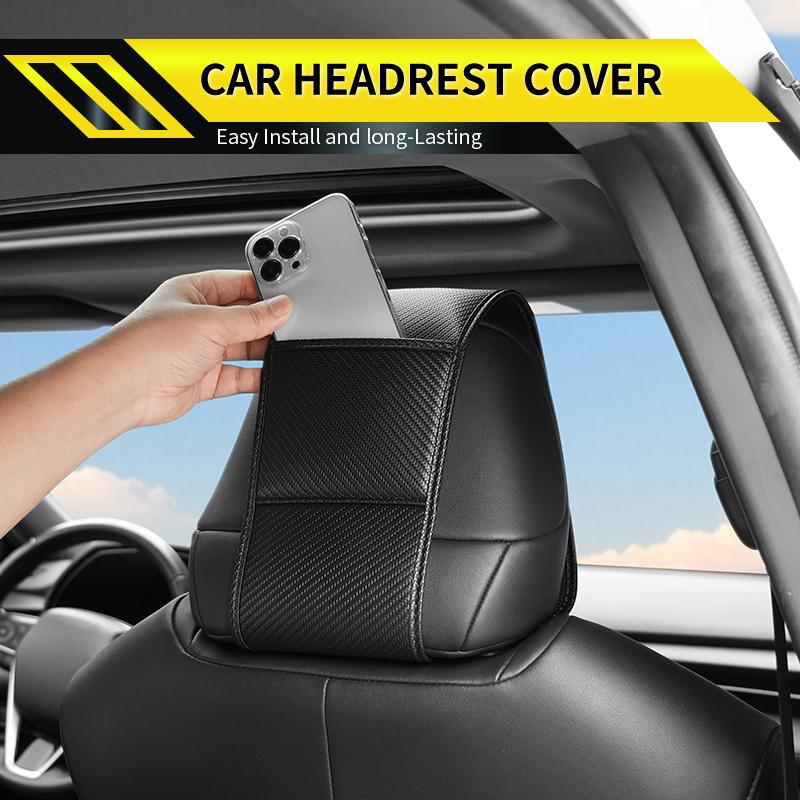 W19Car Seat Headrest Cover Leather Neck Pillow Protector Accessories For Volkswagen VW Golf 4 6 7 GTI Tiguan Passat B5 B6 B7 CC MK5