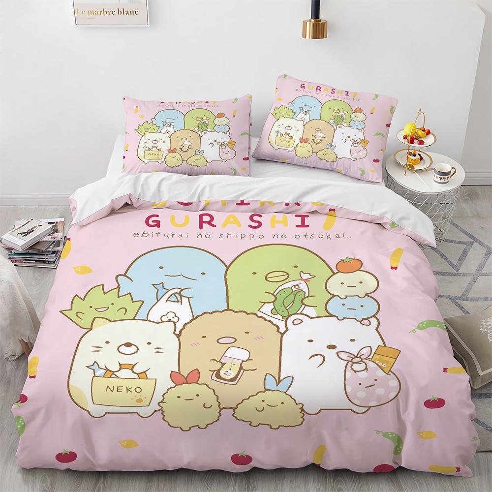 Anime Kawaii Cartoon Sumikko Gurashi Bedding Set Boys Girls Twin Queen Size Duvet Cover Pillowcase Bed Kids Adult