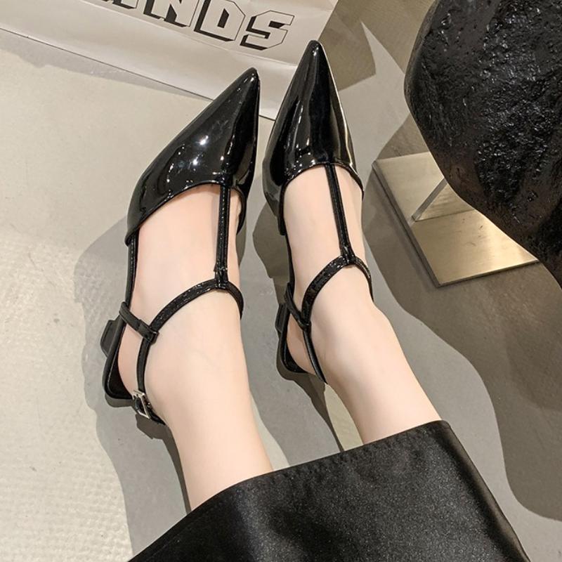 New Brand Women Sandal Fashion Pointed Toe Thin Low Heels Ladies Elegant Slingback Shoes Dress Pumps Shoes