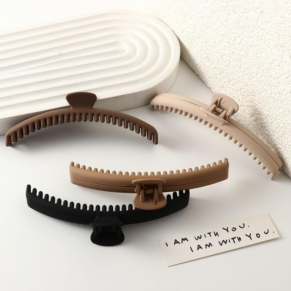 Solid Color Thin Shark Clip Large Geometric Hair Claw Temperament Matte Claw Clip  Bath