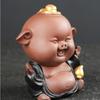 1PCS Handmade Purple Clay Tea Pet Ornaments Lucky Pig Statue Animal Tea Figurine Boutique Tea Decoration Accessories Crafts