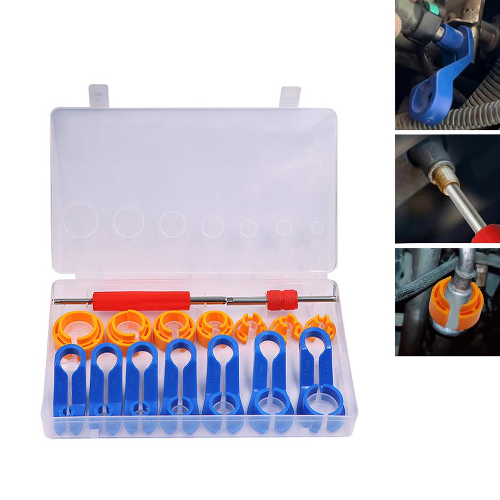 16pcs Remove Fuel Line Replacement Tool Auto Fuel Line Angled Disconnect Set Tool Air-conditioning Oil Pipe Quick Removal Tool