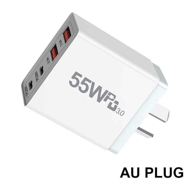 55w 65w AU Plug Fast USB Charger Type C Charger for Xiaomi Redmi iPhone Samsung SmartPhone Quick Charging Adapter PD Wall Charge