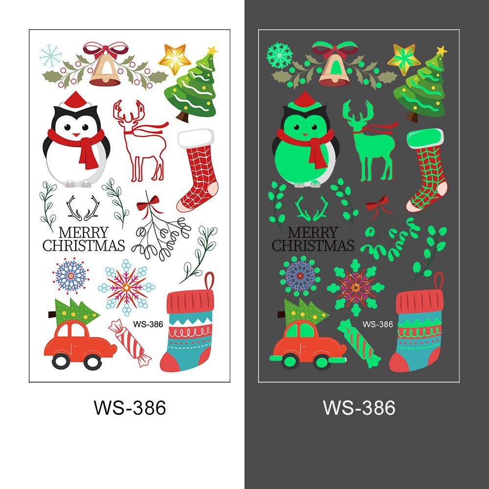 New Cross-border Christmas Luminous Tattoo Stickers Children's Cartoon Waterproof Sweat Party Holiday Green