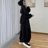 European and American Cross-border Amazon Independent Station  Spring and Autumn New Long-sleeved Hooded Lace-up Top Tied Feet Trousers Set