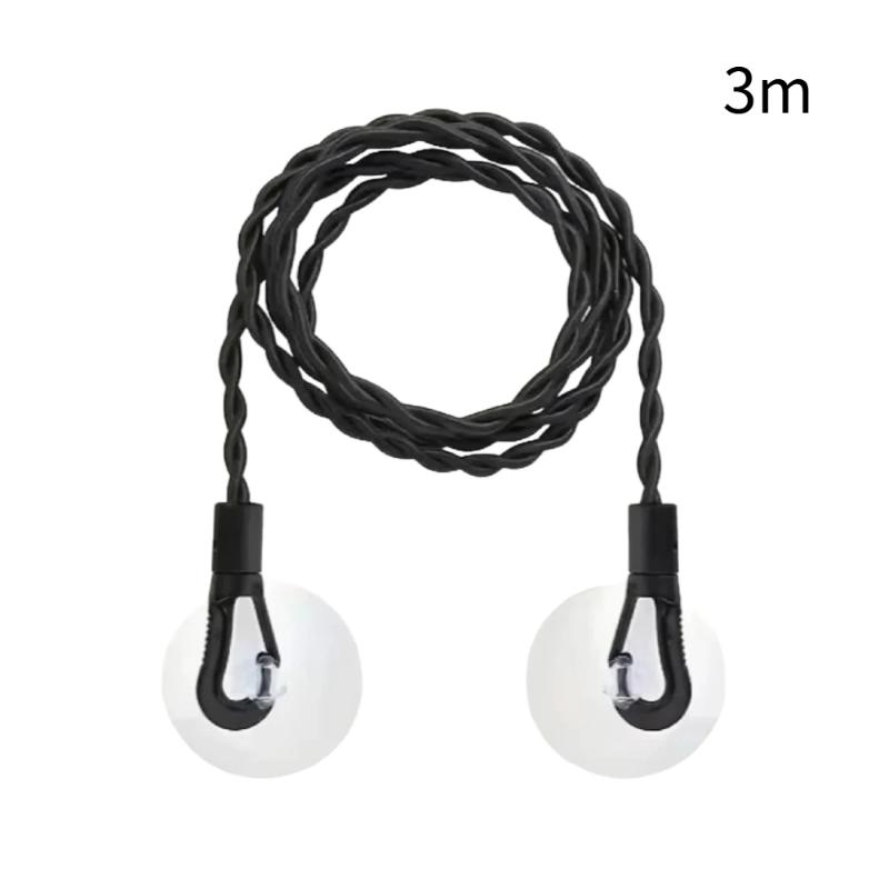 1Pcs Retractable Hanging Rope With Suction Cups & Hooks Elastic Travel Clothesline Convenient Laundry Accessory For Trips