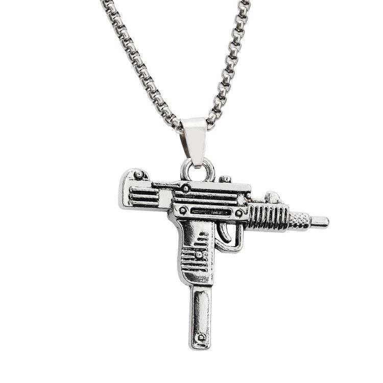 High-End Men's Necklace: Unique Submachine Gun Pendant - 2024 Trendy Hip-Hop Accessory.