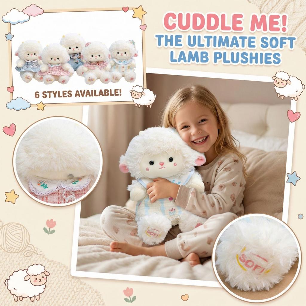 Cute And Cuddly Plush Sheep Toy/doll With Clothes, Perfect As A Sleeping Pillow Or Gift.