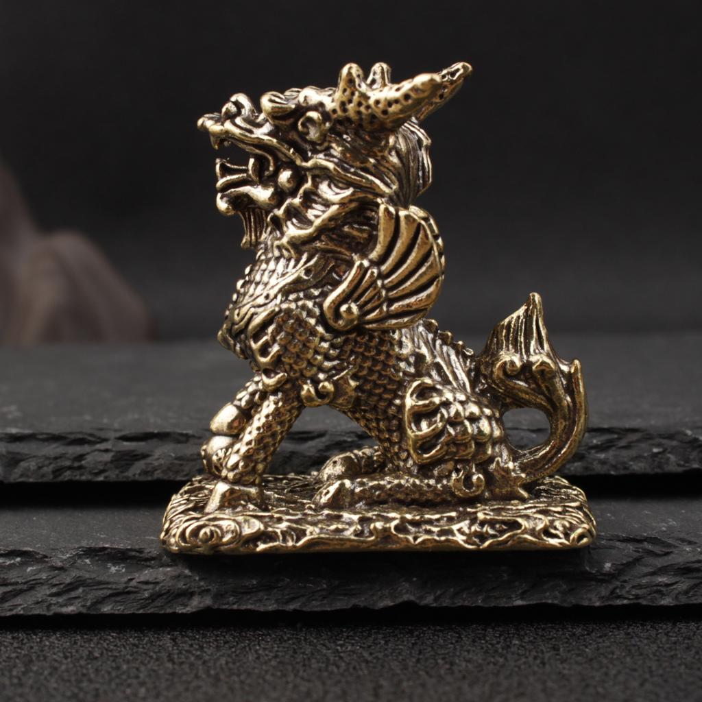 Paar Kupfer Kirin Ornamente für Schlafzimmer, Wohnzimmer, Büro, Heimdekoration, Geschäftseröffnungsgeschenk, Kupfer Wohlstand Kirin