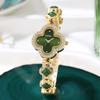 Glücksklee Uhr Nische Leichter Luxus Grüner Achat Armbanduhr Quarz Damenuhr