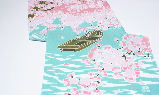 Some no Anbo Tenugui hand Blossoms by the Tokuoka Made in 35cm x 100cm (Japanese towel) "Cherry Lake" - Hand-dyed, 100% Cotton, weave, Japan,