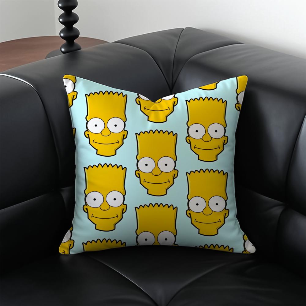 TThe Simpsons Cushion Cover Pillow Case Antidustmite Invisible Zipper Silky Plush Cushion