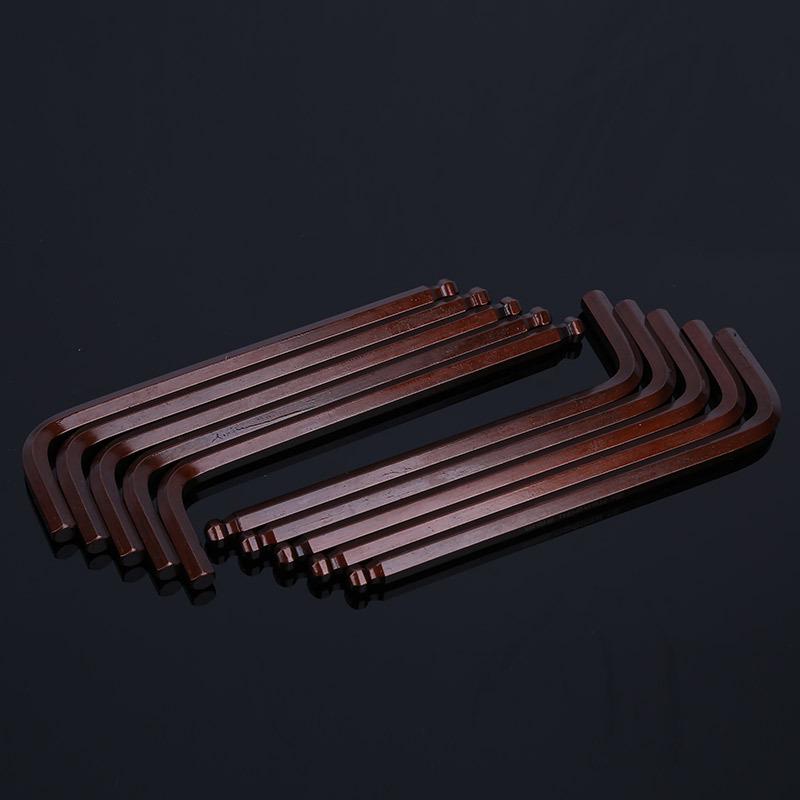 Shuangte S2 Hex Key Wrench Set with Extended Ball Head S2 Bronze Medium Single 3#
