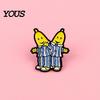 Durable Metal Brooch Zinc Alloy Pin, Cartoon Banana Man Shape Lapel Enamel Colorful Badge Paint with Anti-Slip Buckle Pins for Clothes