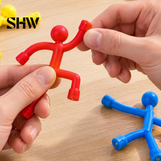 Interactive Toys for Family 10Pcs Magnetic Stick Figure Fidget Toy, Bendable Magnet Matchman Fridge Portable Home Note Photo Holder, Stress