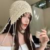Hollow Out Hollow Pearl Tassels Knitted Hat Crochet Flower Ethnic Style Hat  Apparel Accessories