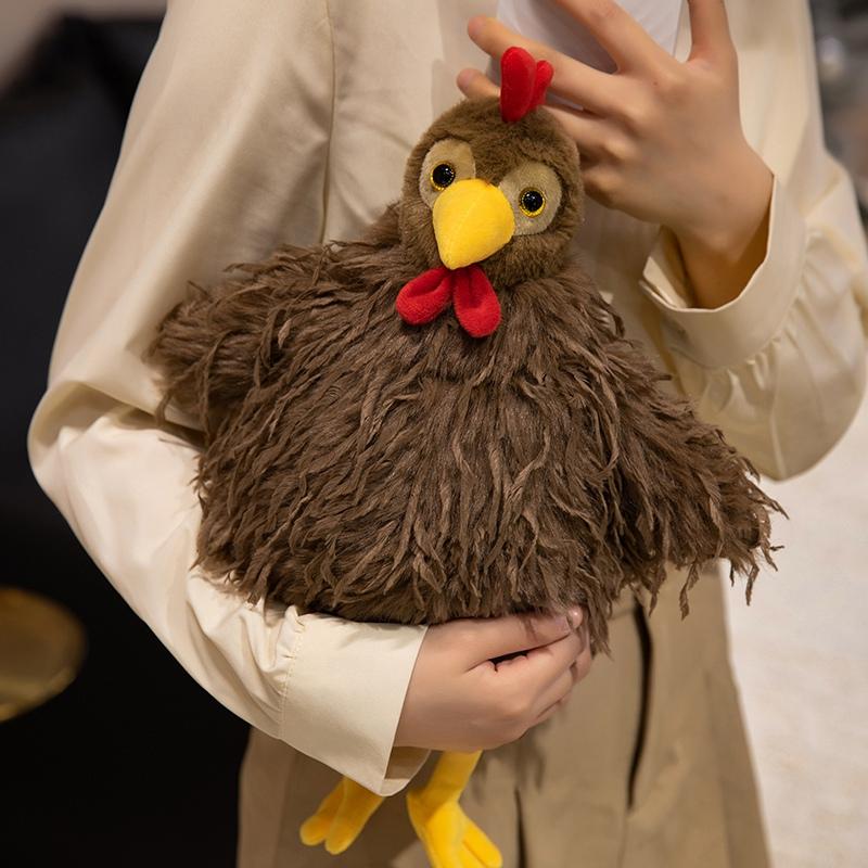 28/38cm Kawaii Creative Hen Plush Doll Pillow Long Hair Bow Tie Rooster Chicken Plush Toy Home Decor Gift For Boys And Girls