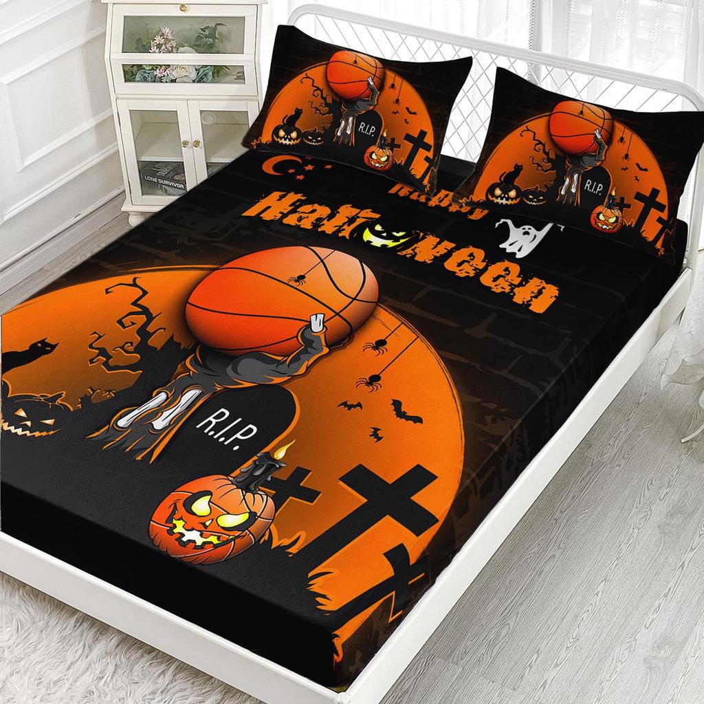 Halloween Skull Personality Pattern Sheet Three-Piece Digital Printing Bedding Set Children Adult