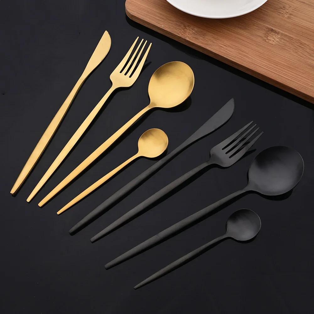20Pcs Luxury Matte Flatware Set Kitchen Stainless Steel Tableware Set Hotel Dinnerware Set Rainbow Cutlery Set Gift Korean Bowl
