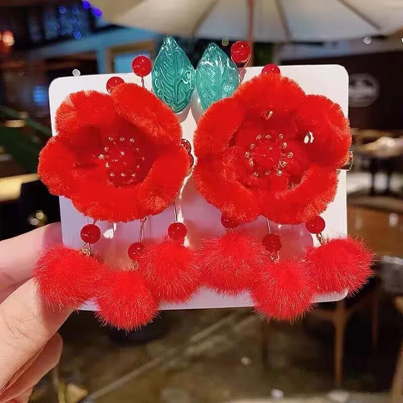 Милая и Прелестная Девочка Заколка для Волос Весенний Фестиваль Аксессуары для Волос Новый Год Девочка Ханфу Фестивальные Аксессуары