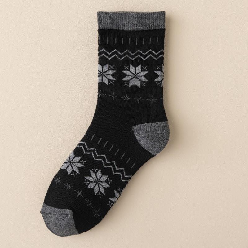 

4 пары носков со снежинками, женские в стиле ретро, флисовые утолщенные теплые петельные носки, зимние махровые носки для сна, женские носки 1 pair