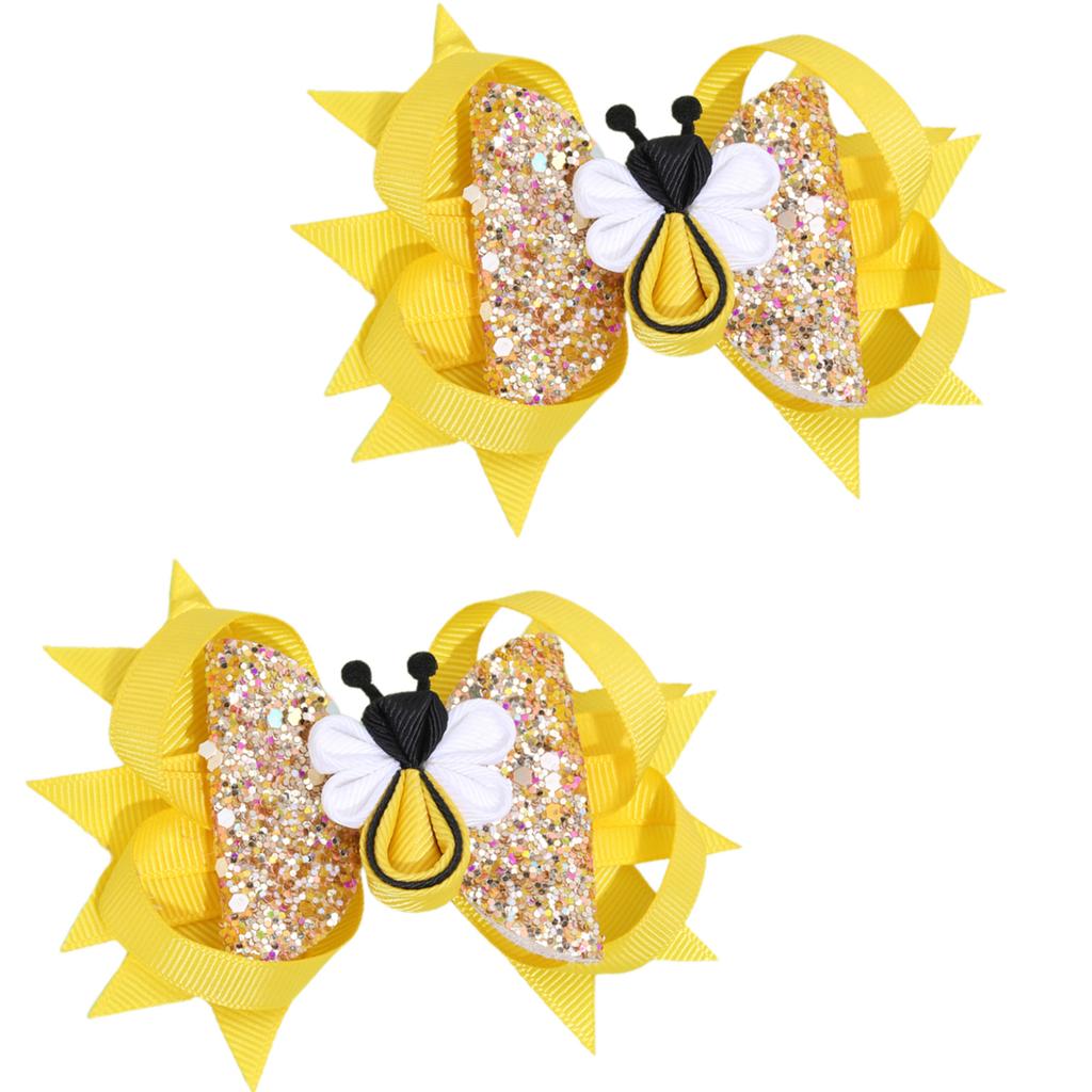 1Pair Cute Flower Ribbon Bows Hair Clip For Women Girls Sweet Style Accessory Hairpin Party Hairpieces For Daily Wear