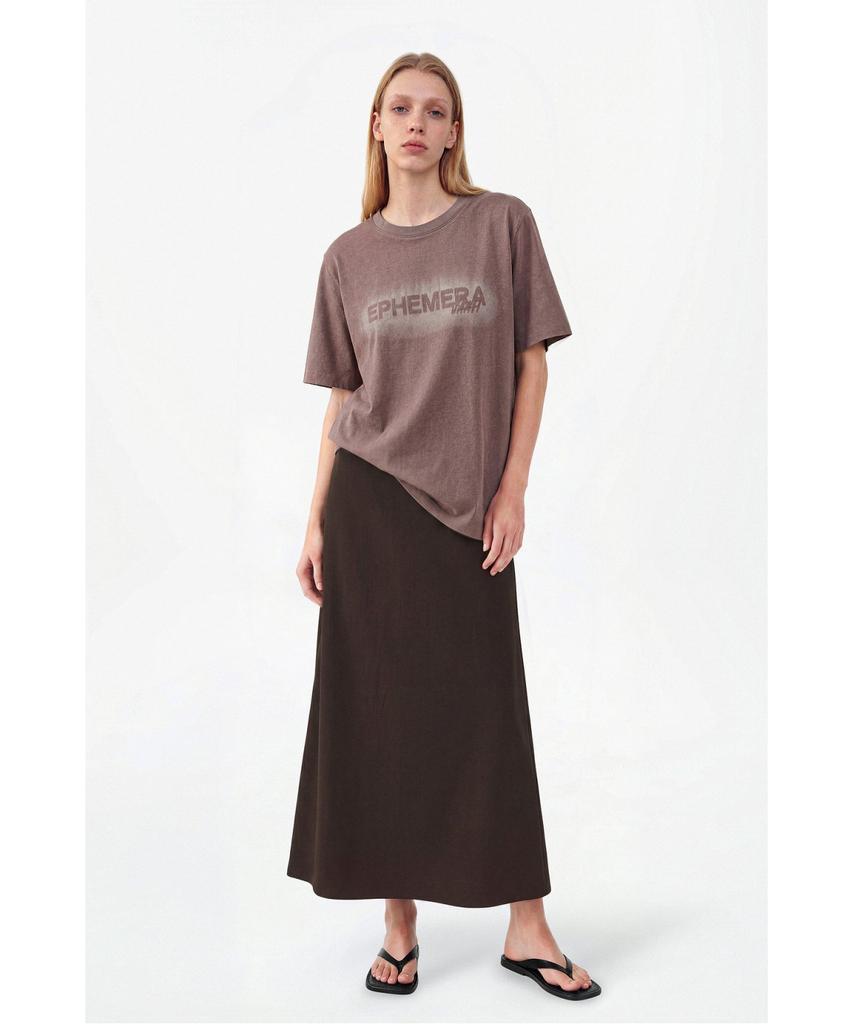 Jaa [Jaah] Elastic Waist Long Skirt Dark Brown