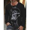 Spring and Autumn Round Neck 3D Animal Wolf Lion Pattern Printed Top Fashionable Casual Long Sleeved Men's T-shirts