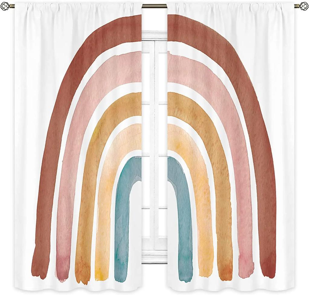 Multicolor Rainbow High Shading Bedroom Curtains Twinkling Stars Living Room Home Decor Thick Blackout Drape New Style Curtain