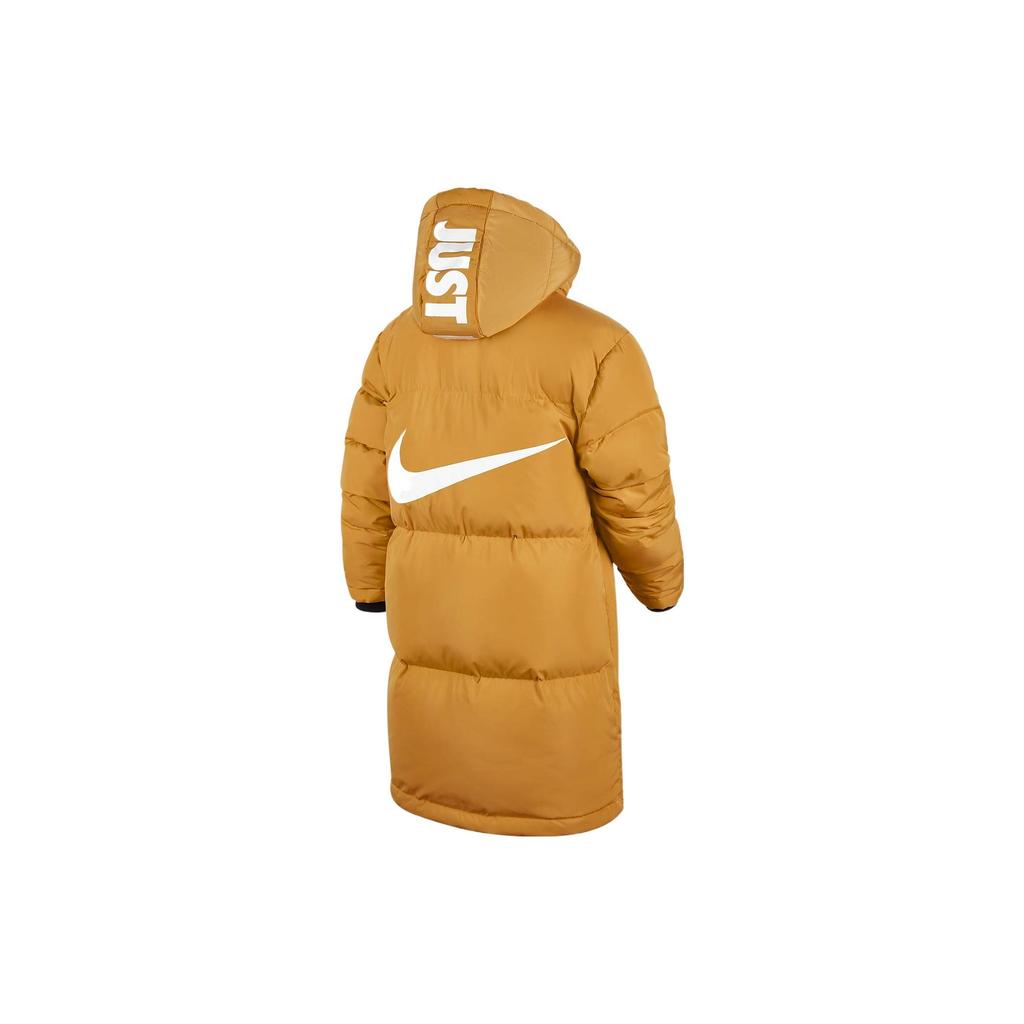 Nike Down Jacket With Letter Logo Print And Hood Kids Outerwear Yellow DR5582-280