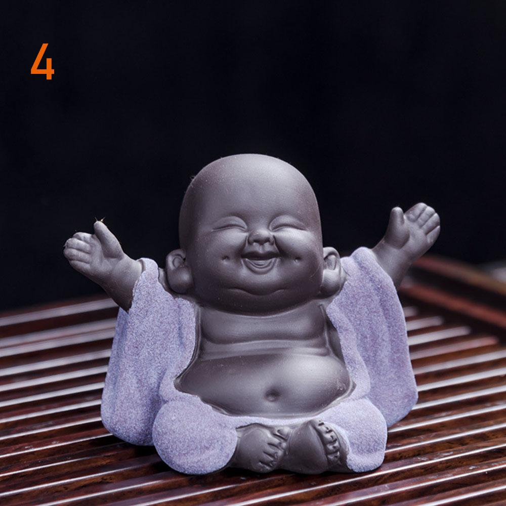 Цвет песка Керамические скульптуры Чайный питомец Маленький монах Фигурки из фиолетовой глины Статуэтки Будды Геомантическая декорация