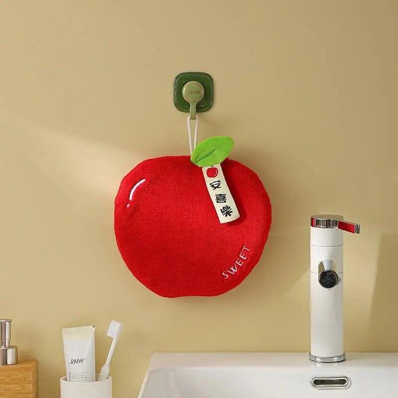 

Hanging Coral Fleece Creative Fruit Hand Towel Kitchen Home Lazy Hand Towel Thickened Absorbent Kids Towel красный
