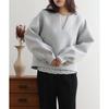 Guter Stoff Winter Hoodies Japanische Einfarbige Lockere Pullover V-Ausschnitt Laterne Langarm Sweatshirt für Frauen