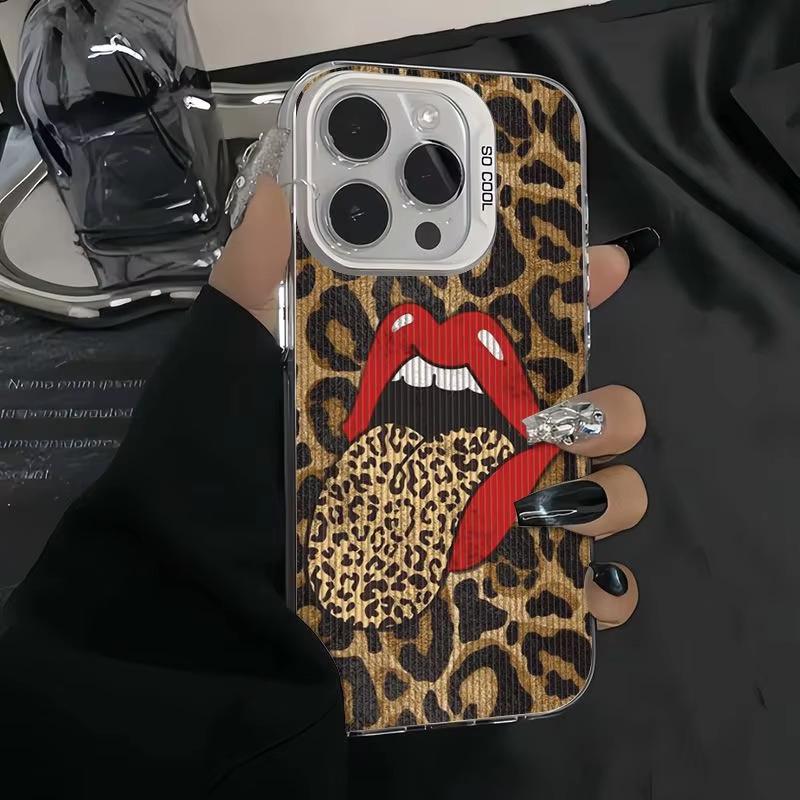 

Leopard Print Red Lips iPhone 16 Pro/15/14/13/12/11/Xs Max Case 12 Mini