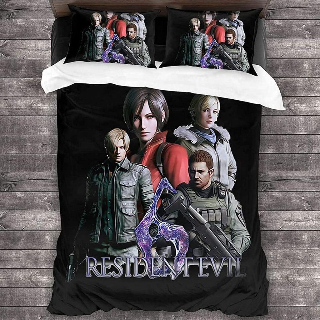 R-Resident Evil Games Gamer Comforter Bedding Set,3D Duvet Cover Bed Set Quilt Cover Pillowcase,king Queen Size Bedding Set Boys